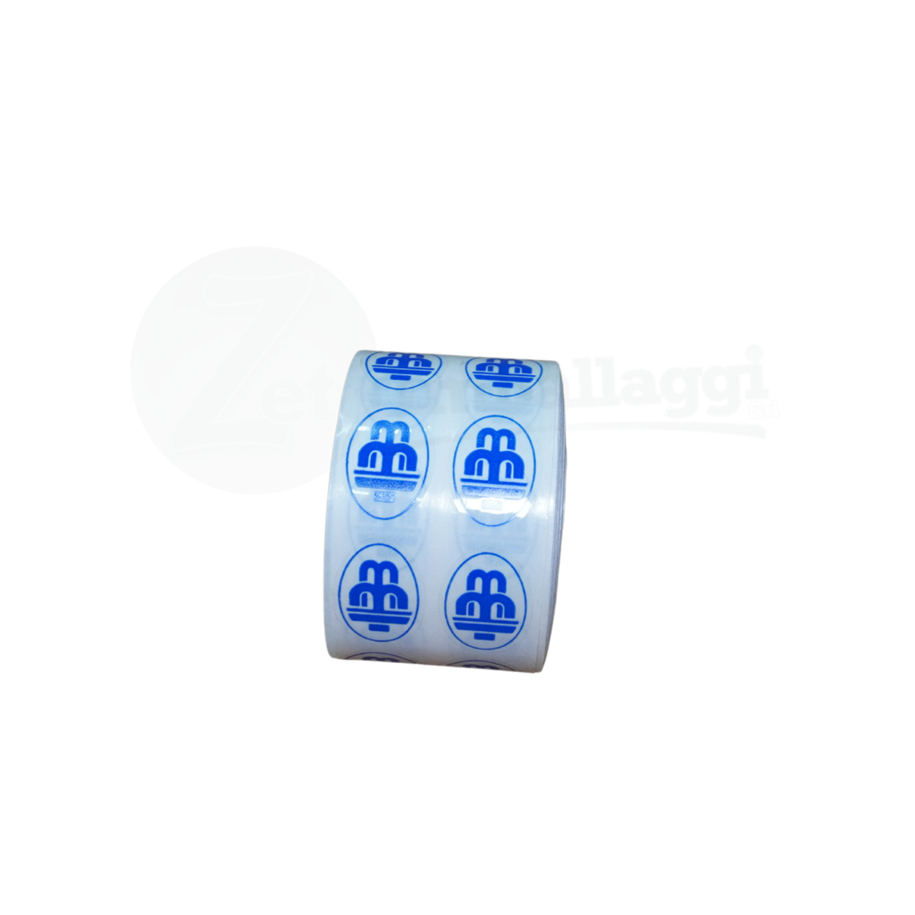 Etichette mm 35x25 ovali TRASPARENTI 1.000 pz | Stampate un colore BLU