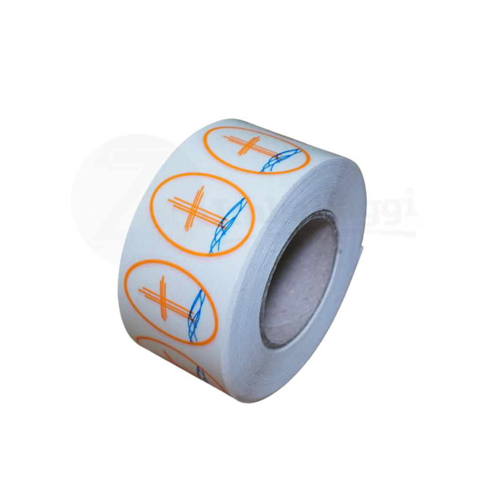Etichette mm 35x25 ovali TRASPARENTI 1.000 pz | Stampate BLU e ARANCIO