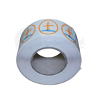 Etichette mm 35x25 ovali TRASPARENTI 1.000 pz | Stampate BLU e ARANCIO