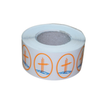 Etichette mm 35x25 ovali TRASPARENTI 1.000 pz | Stampate BLU e ARANCIO