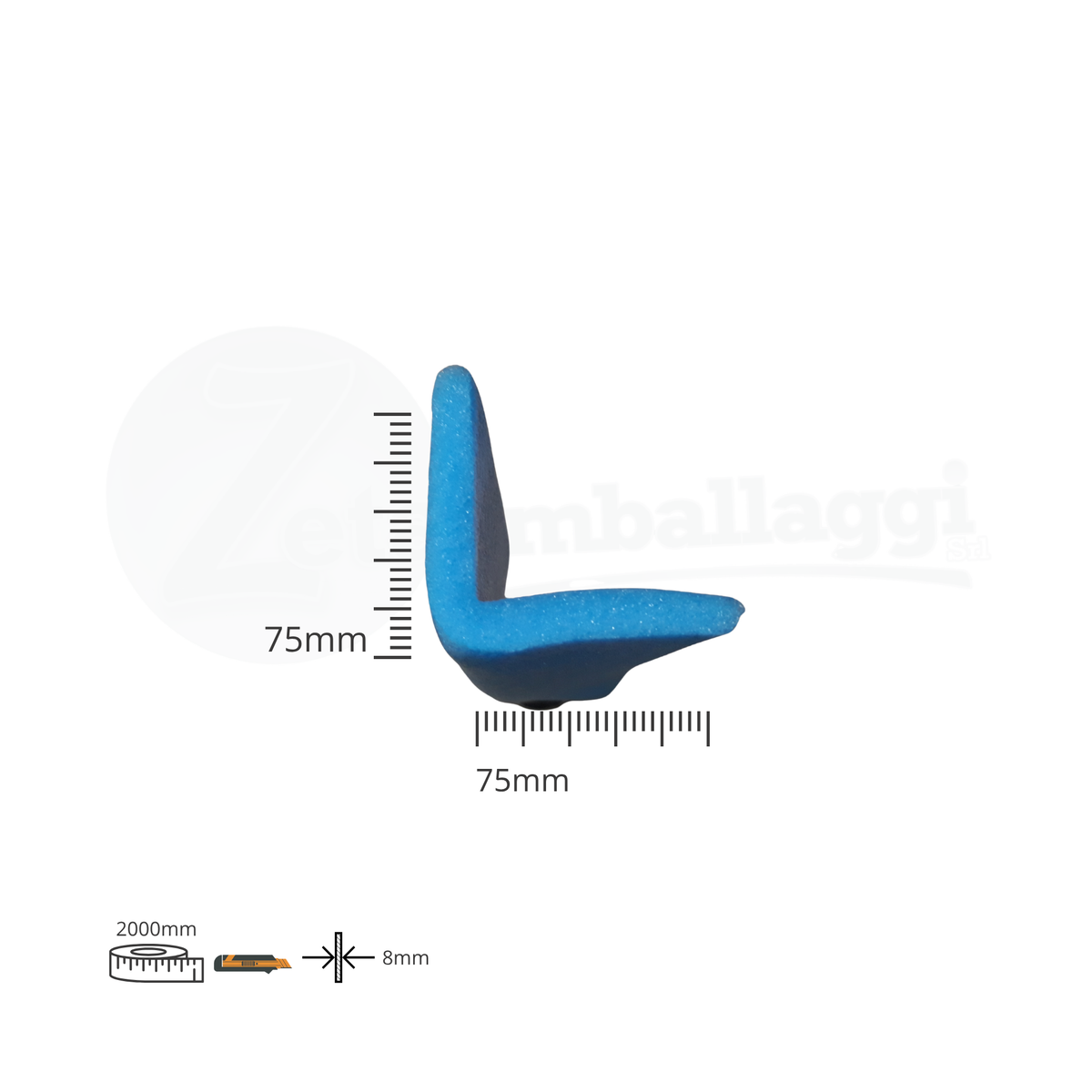 Angolari in Polietilene Espanso mm 75x75x2000 forma "a L" (conf. 4 pz)