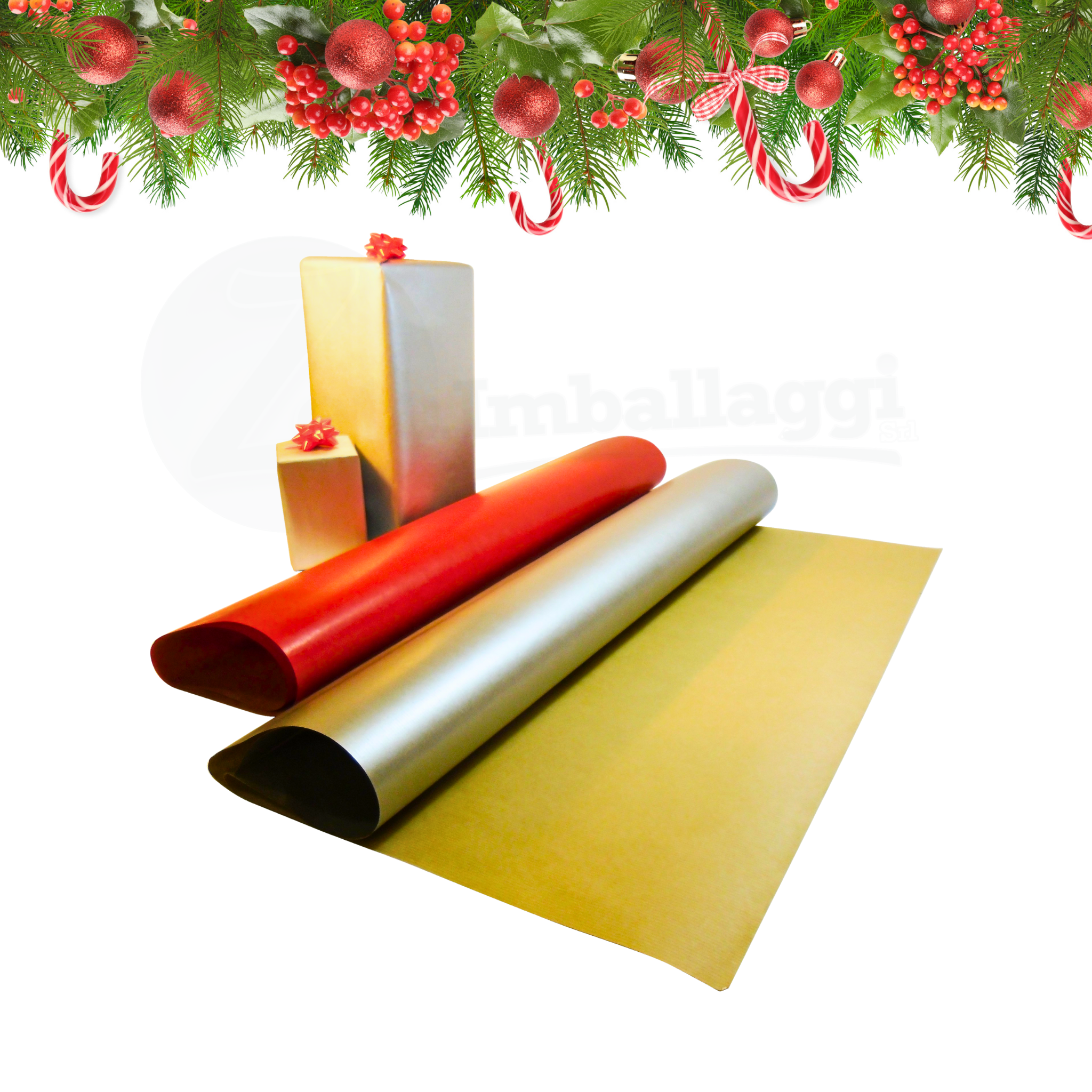 Carta pacco regalo colore ROSSO in fogli cm 70x100 | conf. 10 pz