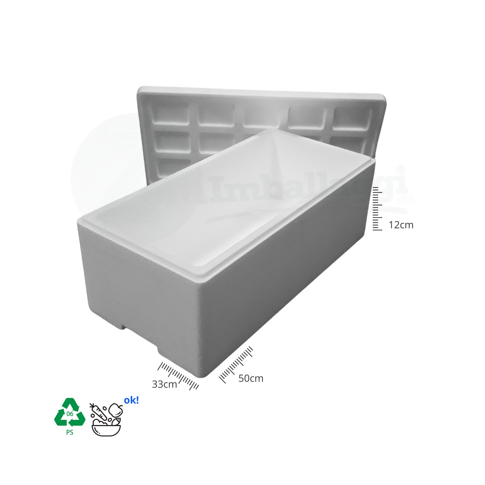 Cassetta Termica Polistirolo cm 50x33x12 h | ALIMENTARI (conf. 2 pz)