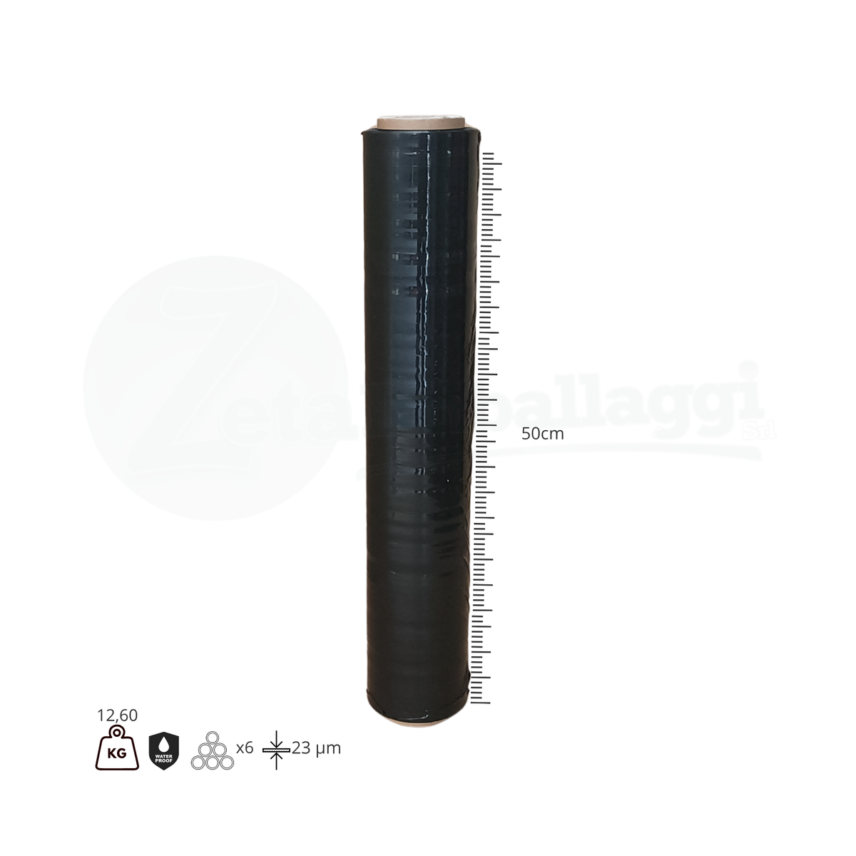 Film Estensibile Manuale NERO | Pellicola per Pallet (6 Rotoli)