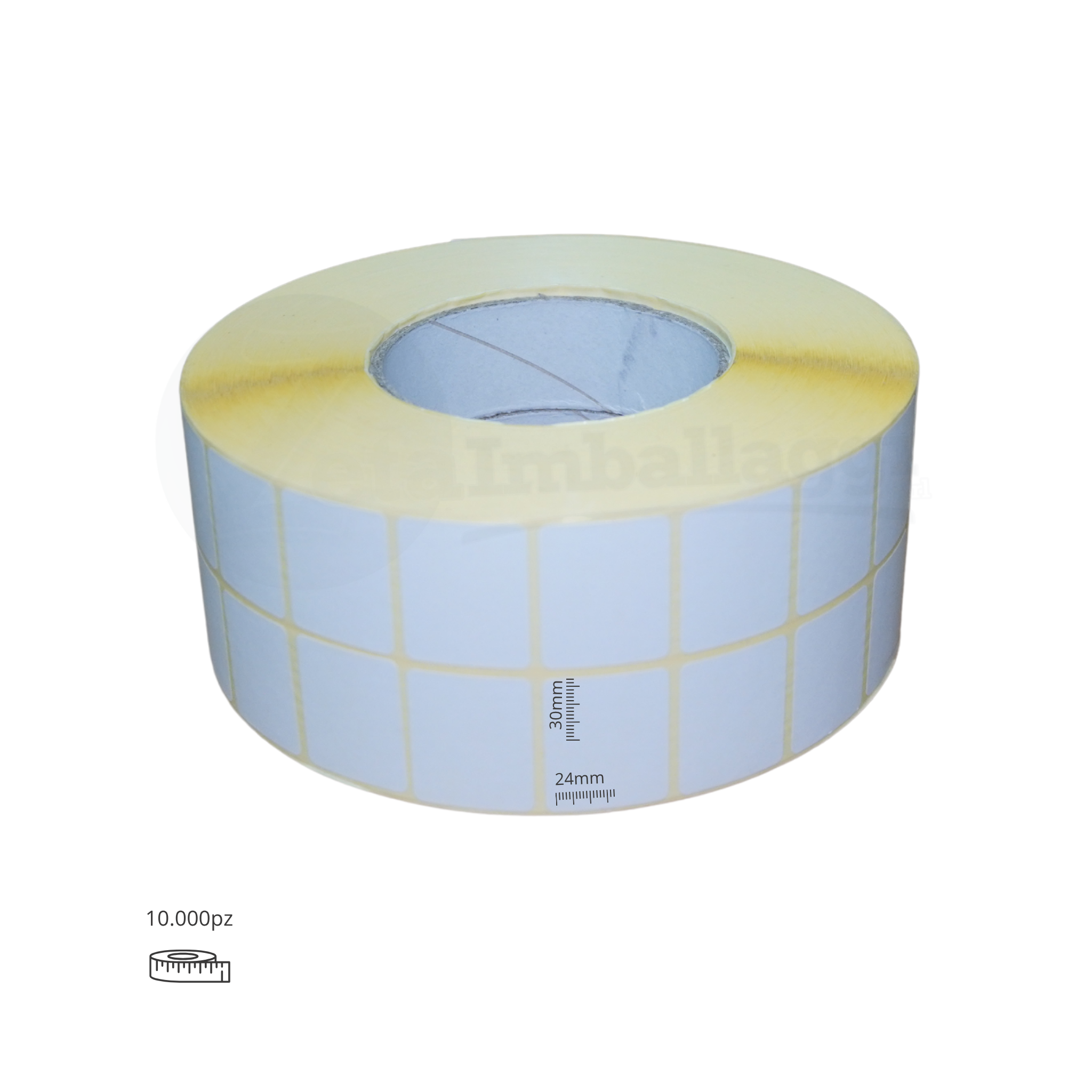 Rotolo da 10.000 etichette adesive mm 30x24 | 2 piste (anima 76 mm)