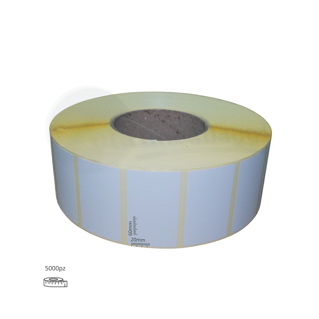 Rotolo da 5.000 etichette adesive mm 60x20 | 1 pista (anima 76 mm)