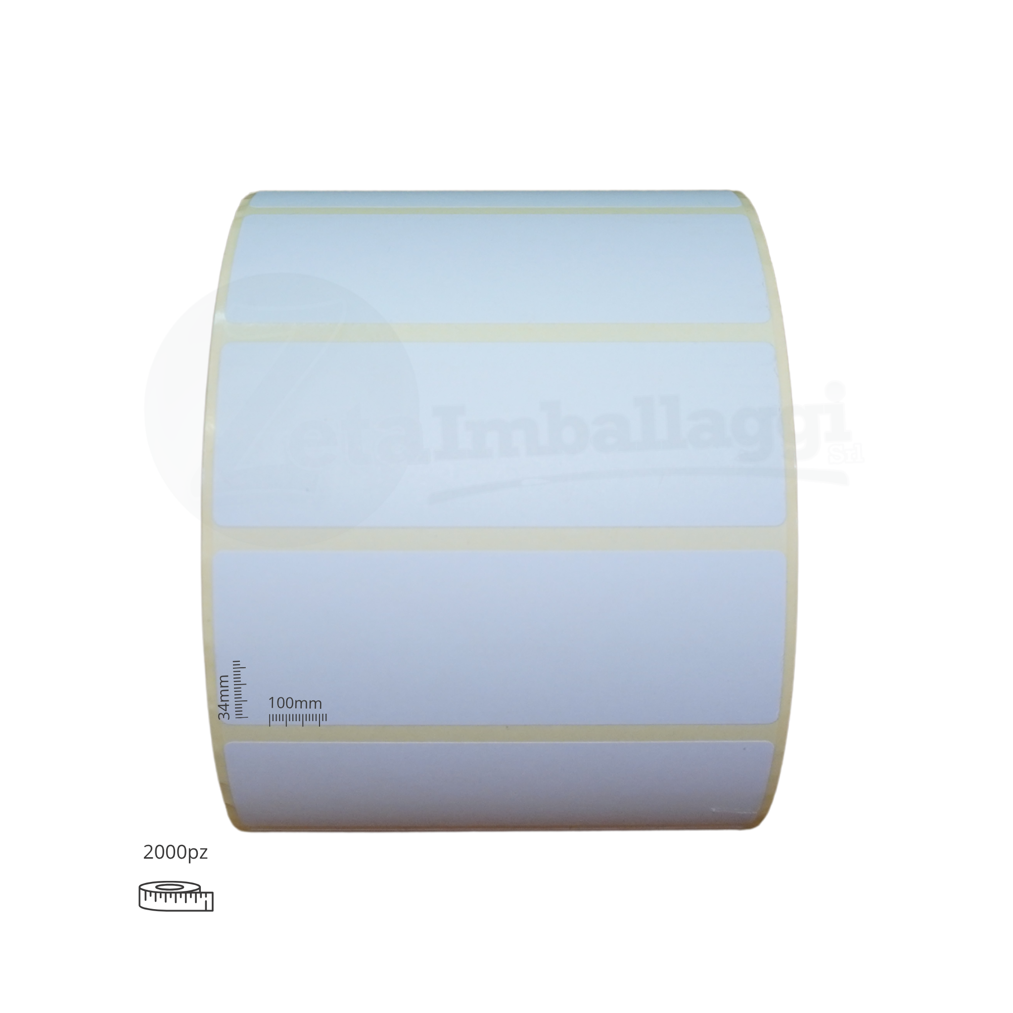 Rotolo da 2.000 etichette adesive mm 100x34 | 1 pista (anima 76 mm)
