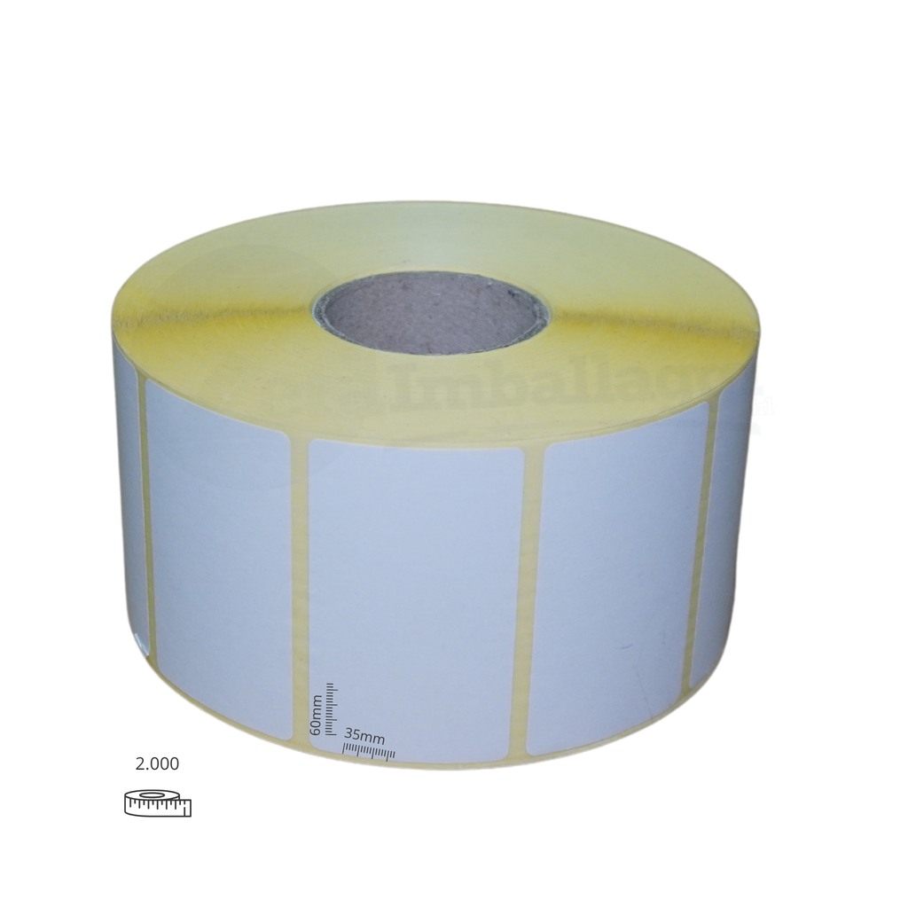 Rotolo da 2.000 etichette adesive mm 60x35 | 1 pista (anima 40 mm)