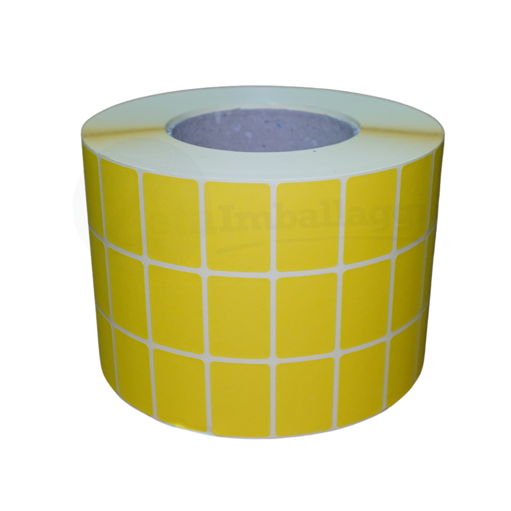 Rotolo da 12.000 etichette adesive GIALLE mm 33x23 | 3 piste (anima 76 mm)
