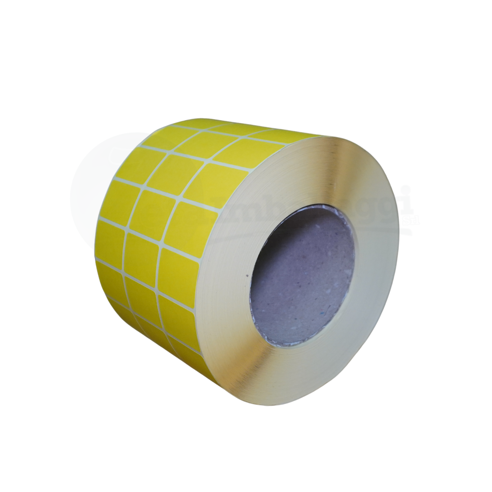 Rotolo da 12.000 etichette adesive GIALLE mm 33x23 | 3 piste (anima 76 mm)