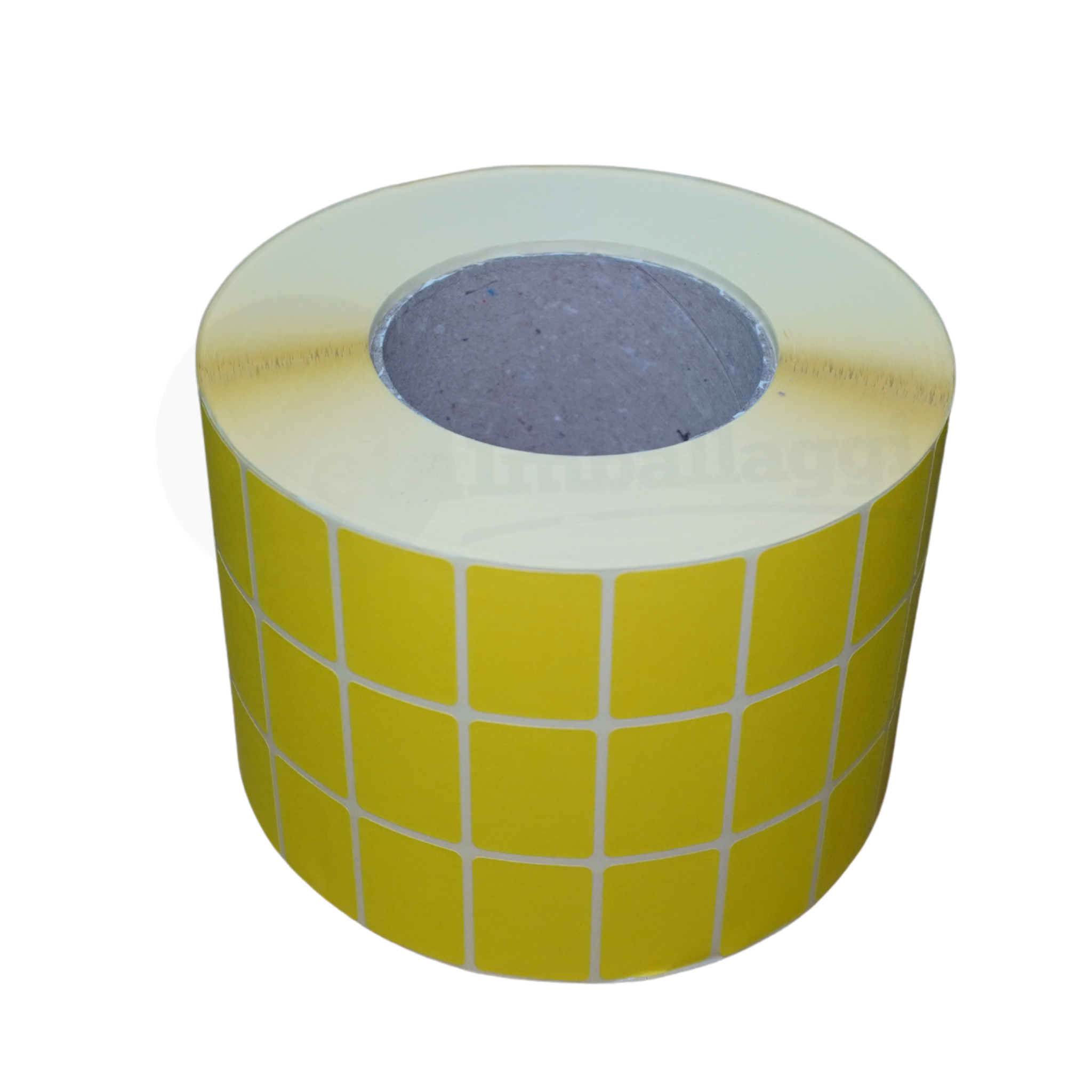 Rotolo da 12.000 etichette adesive GIALLE mm 33x23 | 3 piste (anima 76 mm)