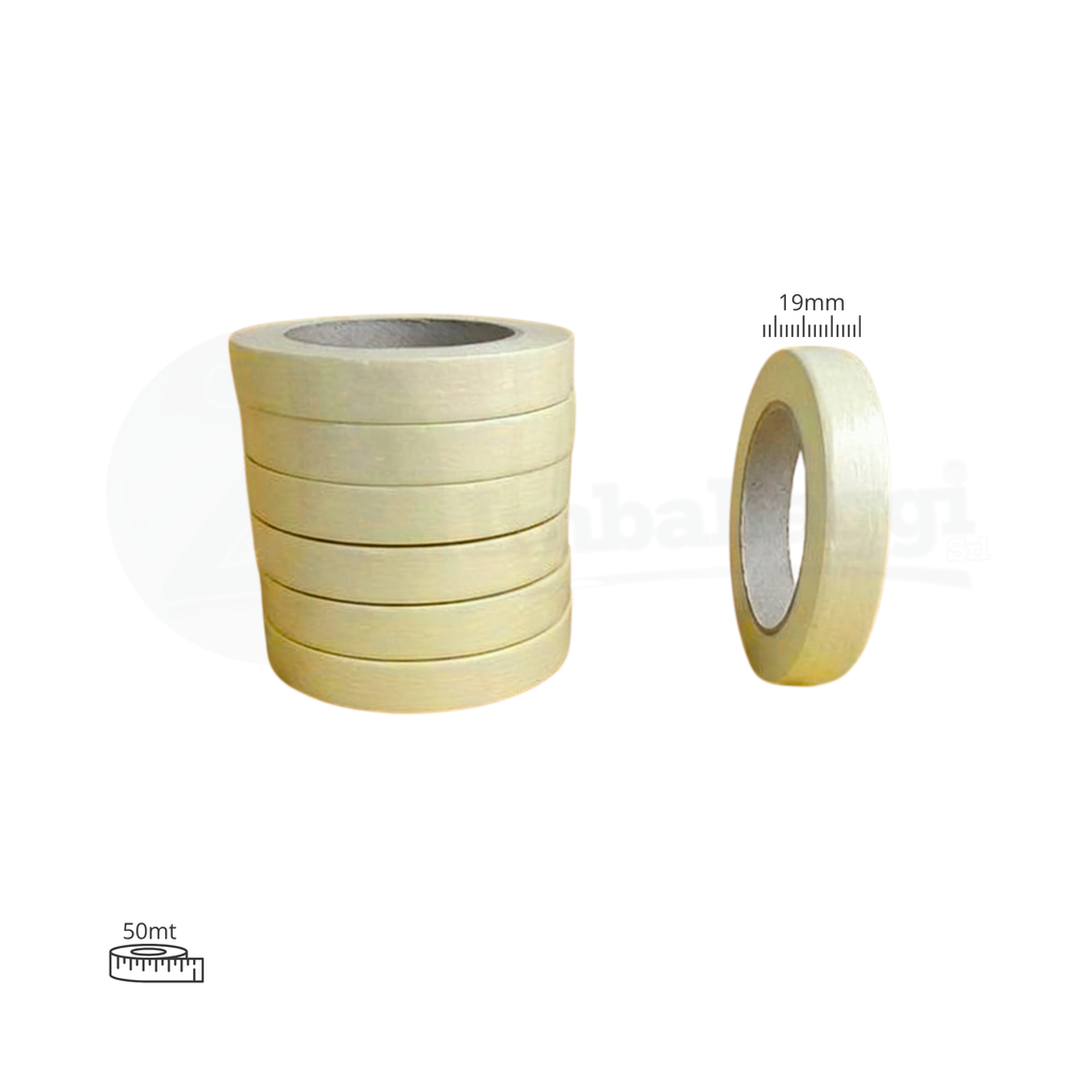 Nastro CARTA colore bianco mm 19x50 mt | conf. 6 rotoli (carrozzieri)