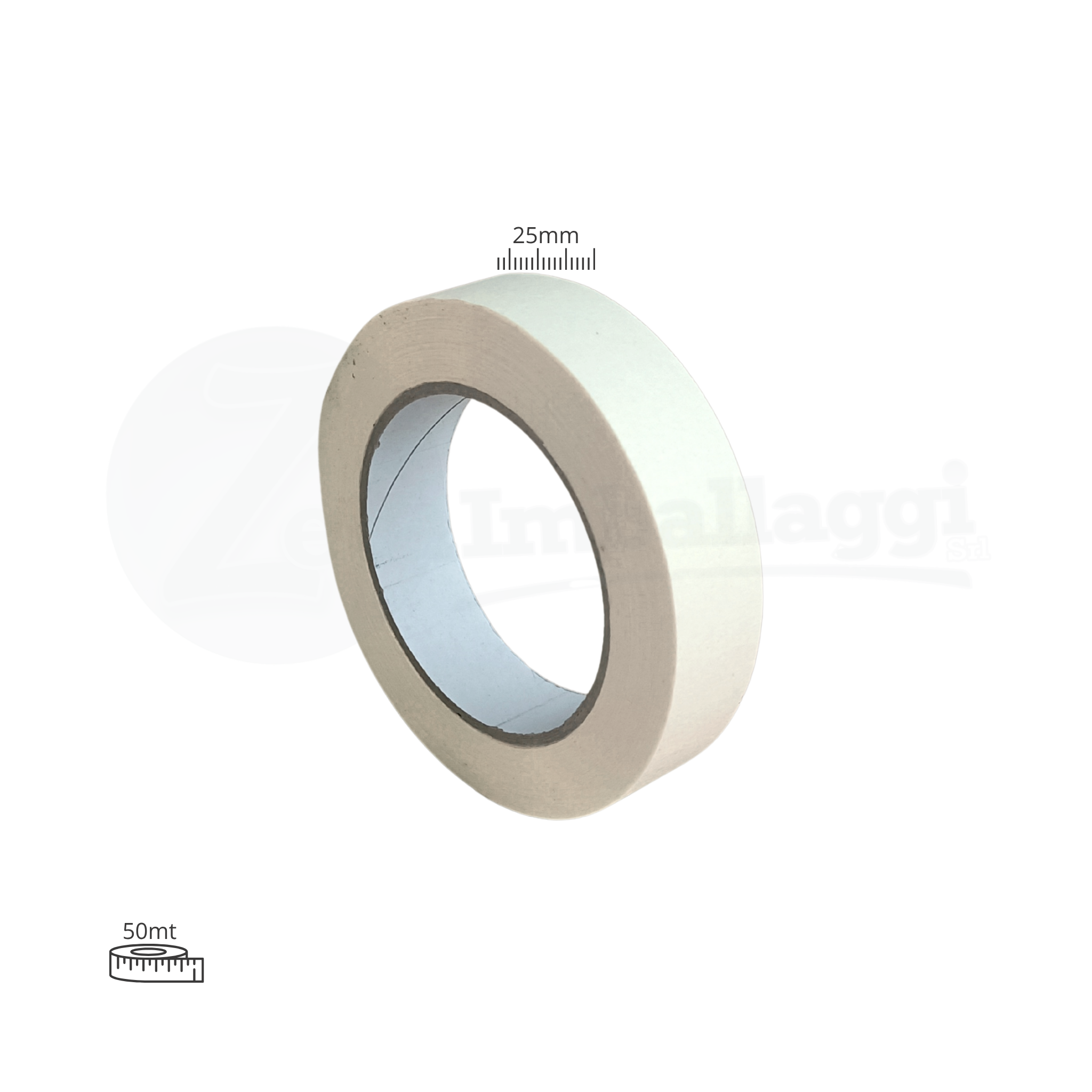 Nastro CARTA colore bianco mm 25x50 mt | conf. 6 rotoli (carrozzieri)