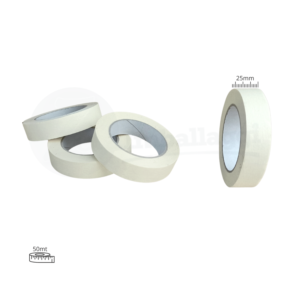 Nastro CARTA colore bianco mm 25x50 mt | conf. 6 rotoli (carrozzieri)