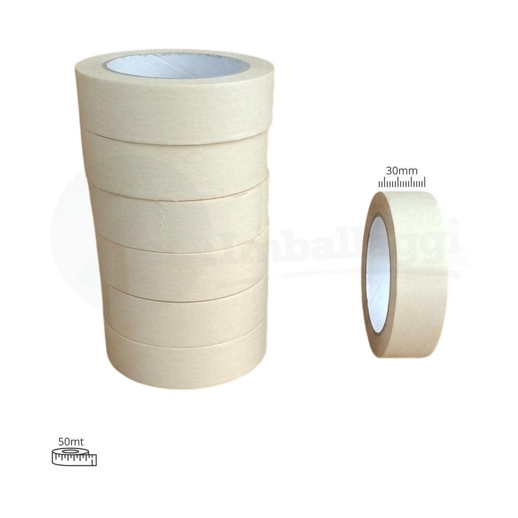 Nastro CARTA colore bianco mm 30x50 mt | conf. 6 rotoli (carrozzieri)