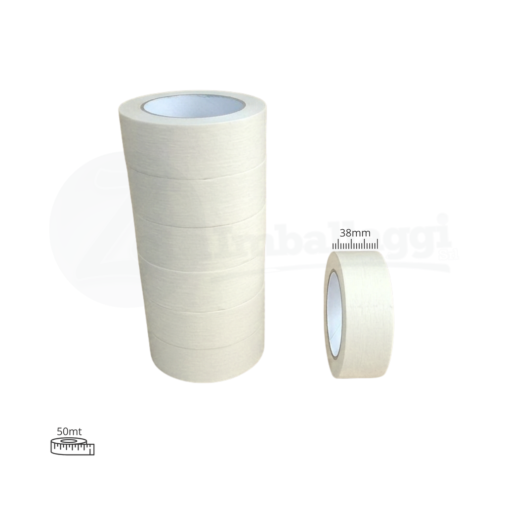 Nastro CARTA colore bianco mm 38x50 mt | conf. 6 rotoli (carrozzieri)