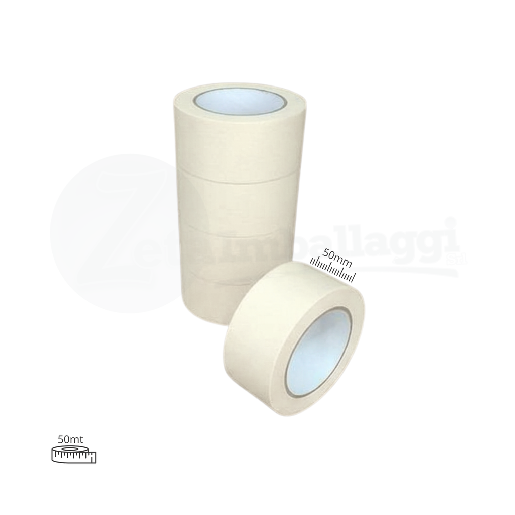 Nastro CARTA colore bianco mm 50x50 mt | conf. 6 rotoli (carrozzieri)