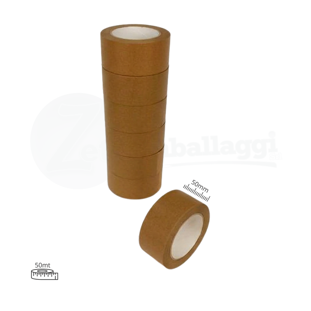 Nastro CARTA colore avana mm 50x50 mt | conf. 6 rotoli (per pacchi)
