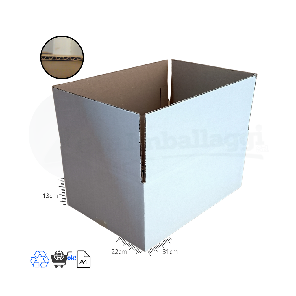 Scatola a UN'ONDA cm 31x22x13 h (conf. 10 pz) | per FOGLI A4