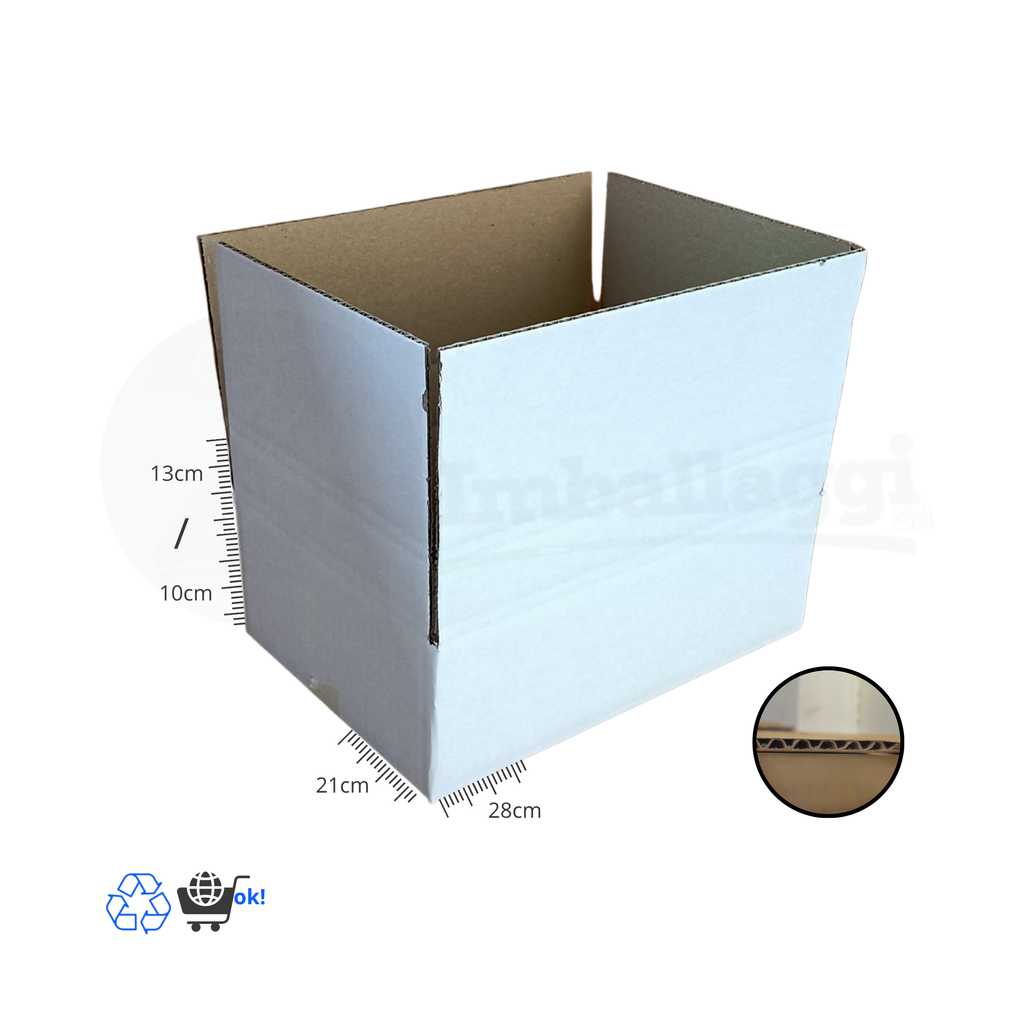 Scatola a UN'ONDA cm 28x21x10/13 h (conf. 20 pz) | per E-COMMERCE
