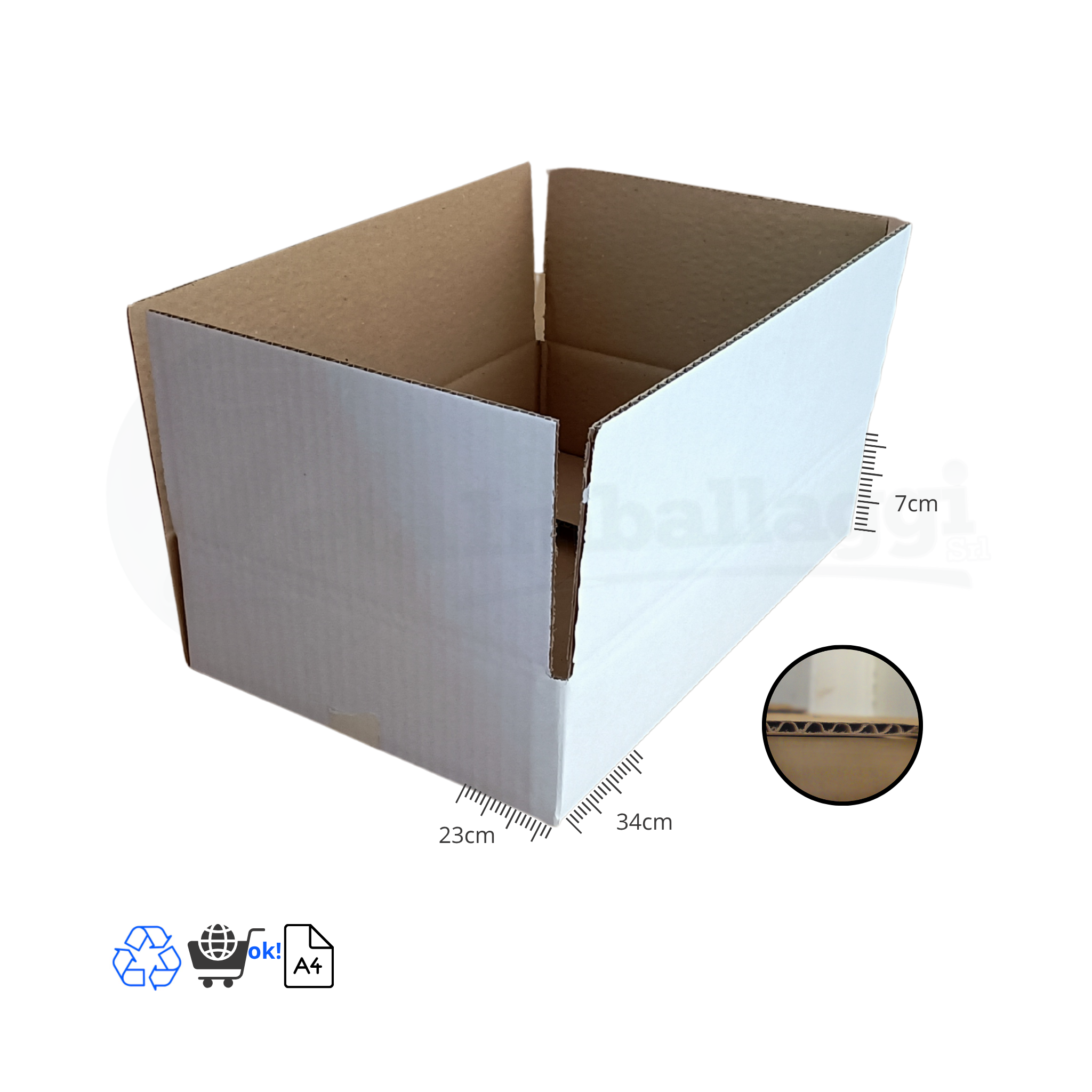 Scatola a UN'ONDA cm 34x23x7 h (conf. 20 pz) | per E-COMMERCE