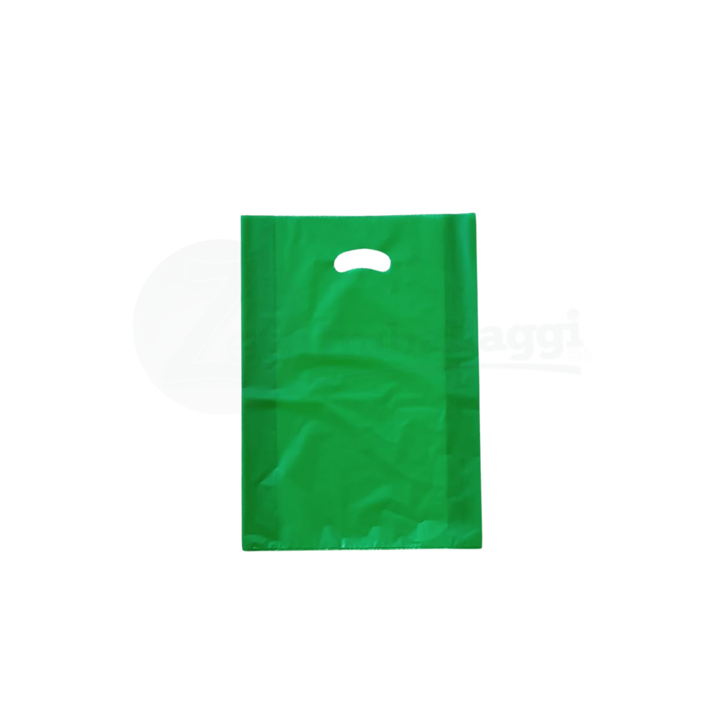 Shopper plastica COLORE VERDE cm 35x50 h | Manico a Fagiolo (100 pz)