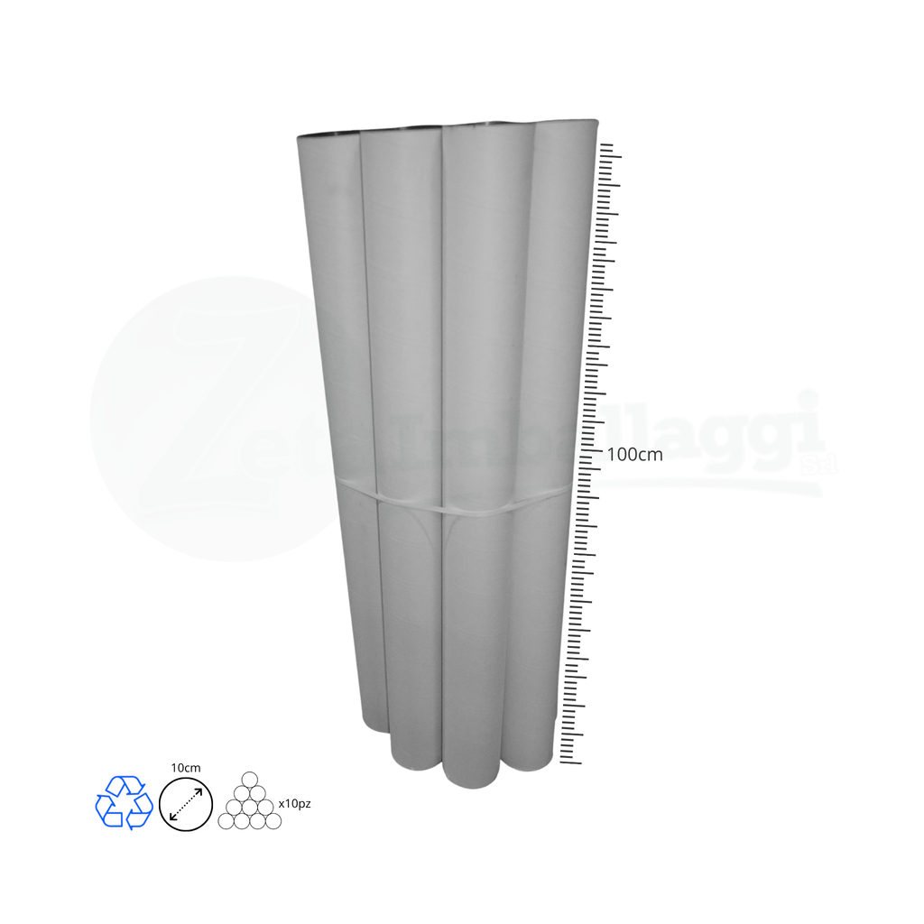 Tubi Postali BIANCHI in Cartone cm 10x100 H | per STAMPE (conf. 8 pz)
