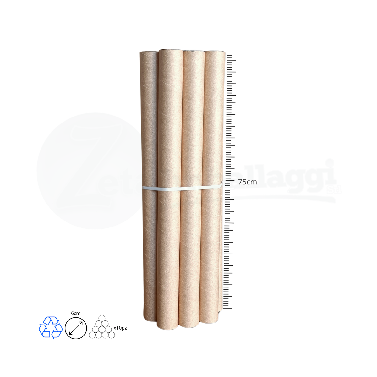 Tubi Postali AVANA in Cartone cm 6x75 H | per STAMPE (conf. 10 pz)