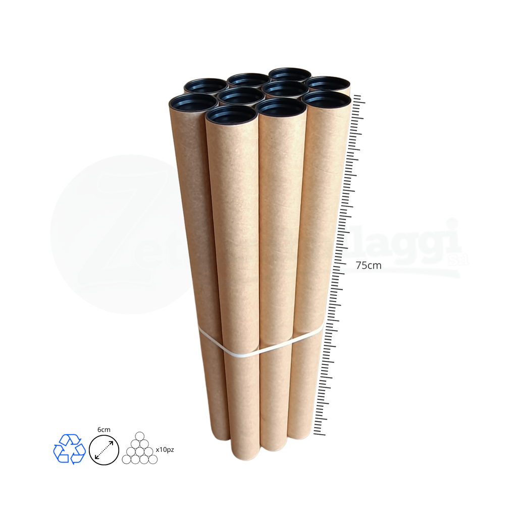 Tubi Postali AVANA in Cartone cm 6x75 H | per STAMPE (conf. 10 pz)