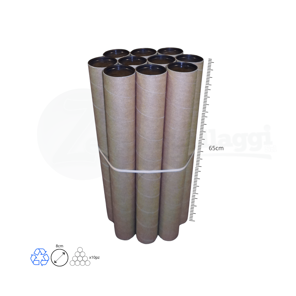 Tubi Postali AVANA in Cartone cm 8x65 H | per STAMPE (conf. 10 pz)
