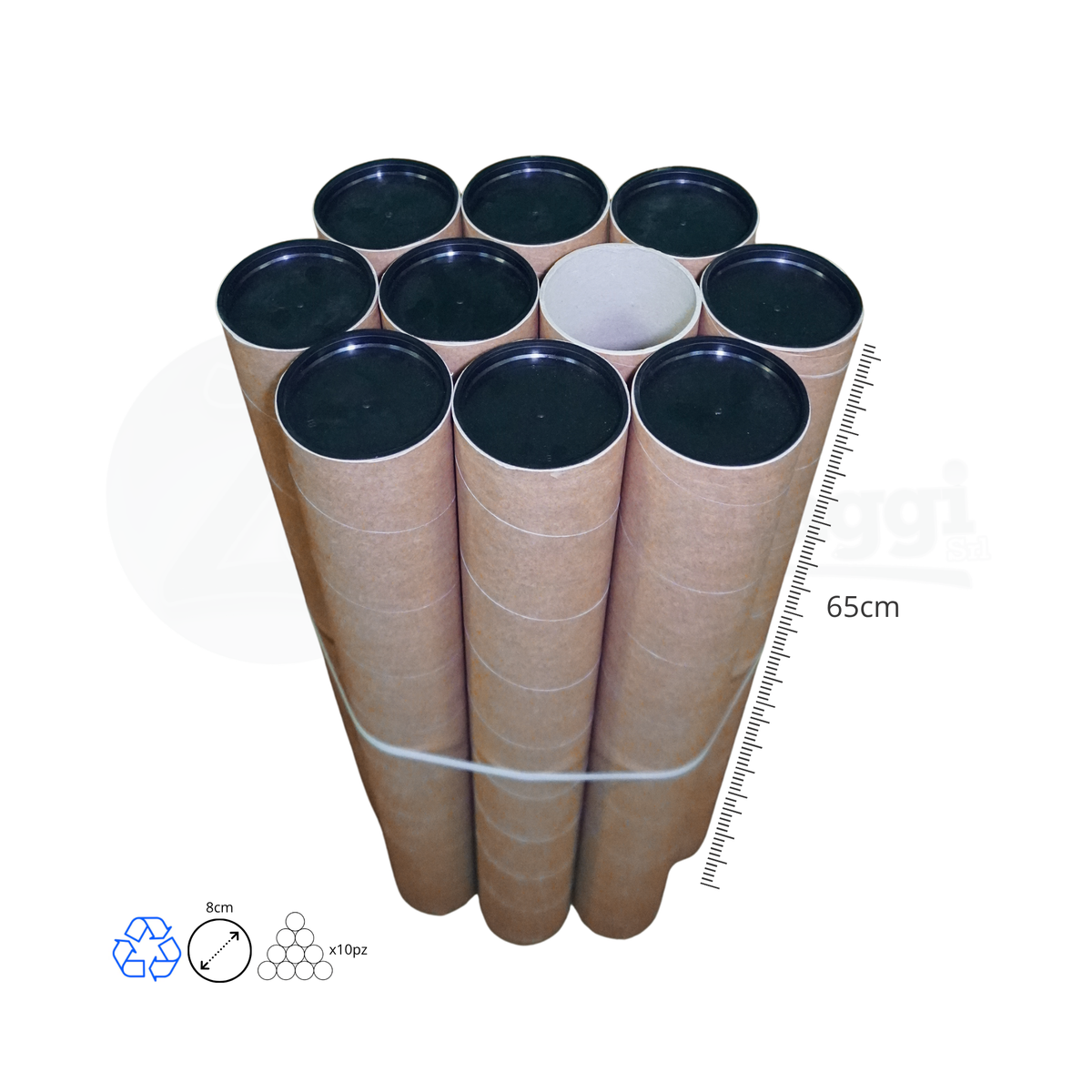 Tubi Postali AVANA in Cartone cm 8x65 H | per STAMPE (conf. 10 pz)