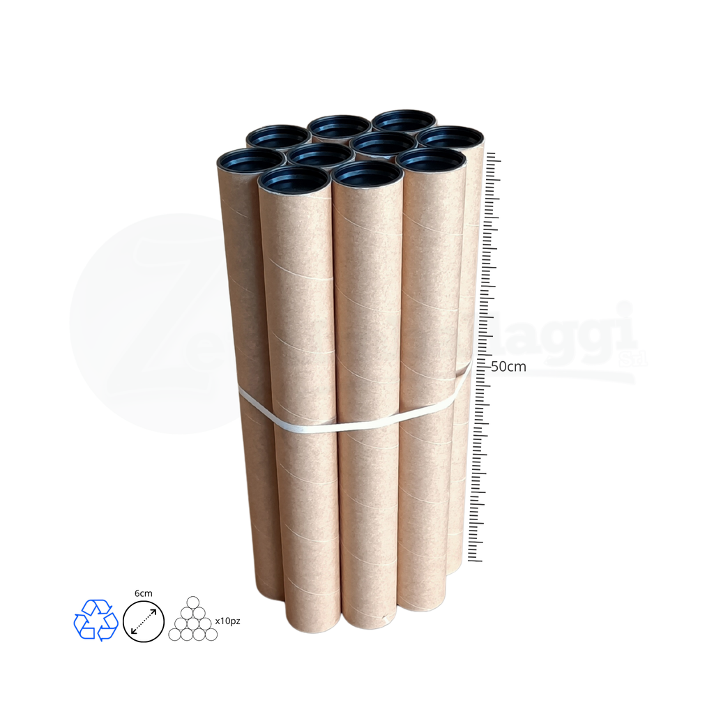 Tubi Postali AVANA in Cartone cm 6x50 H | per STAMPE (conf. 10 pz)