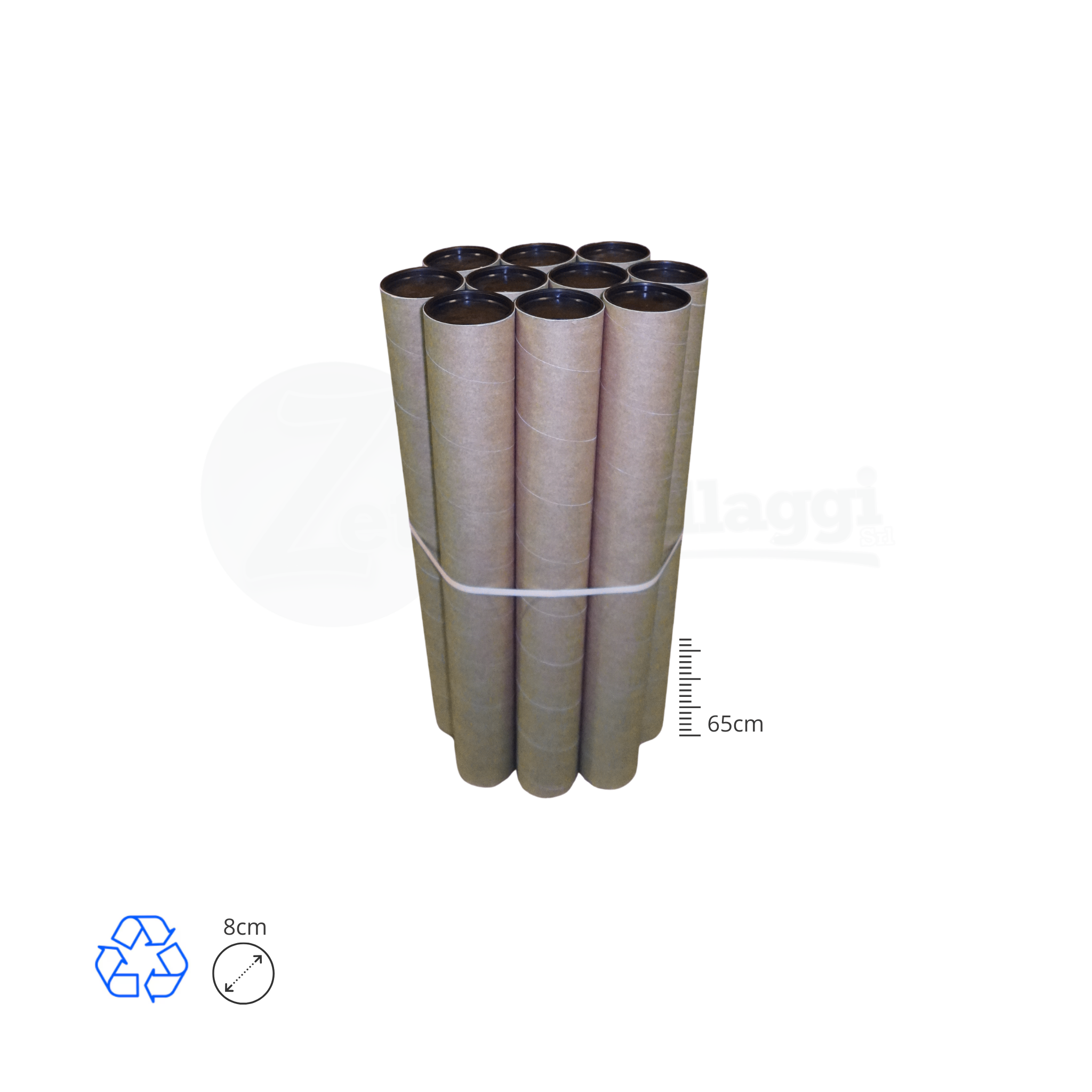 Tubi Postali AVANA in Cartone cm 8x65 H | per STAMPE (conf. 10 pz)