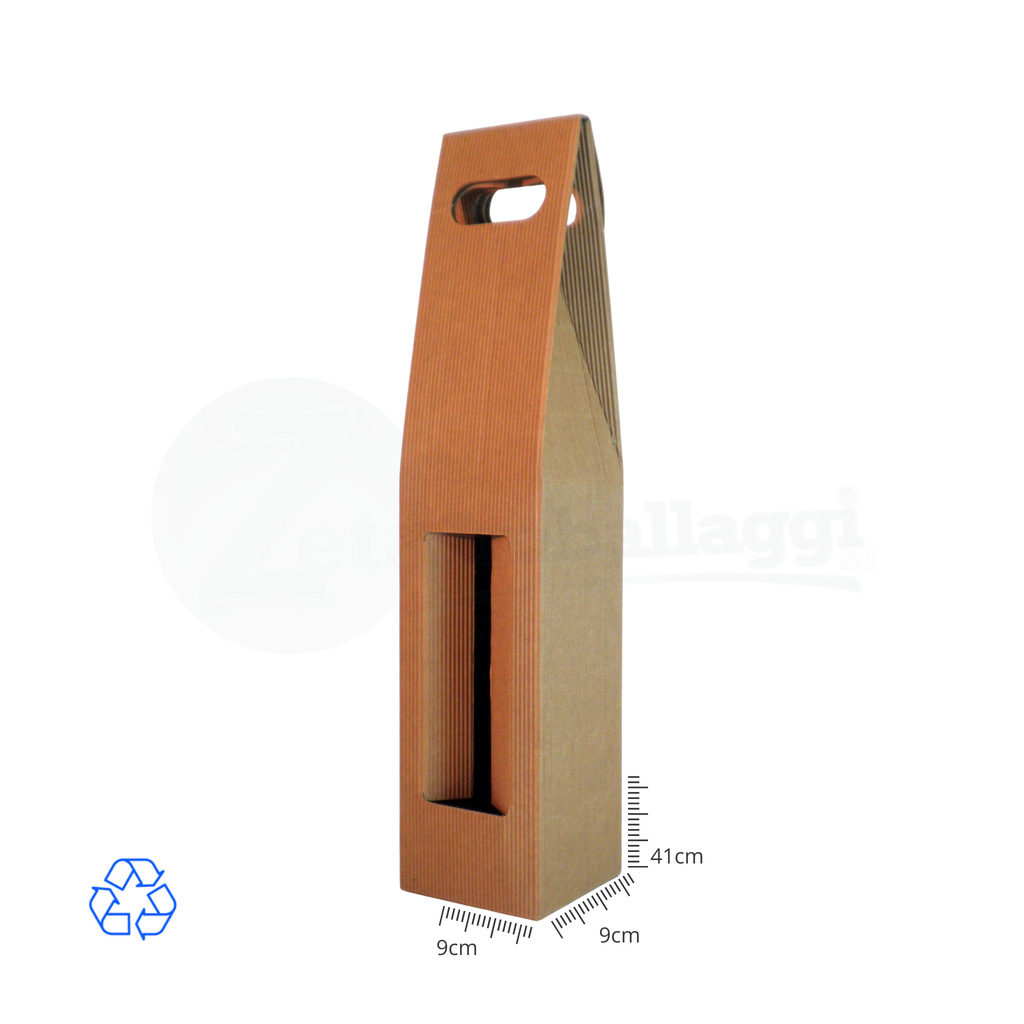 Scatola Portabottiglia cm 9x9x41 H Onda scoperta Avana (conf. 10 pz)