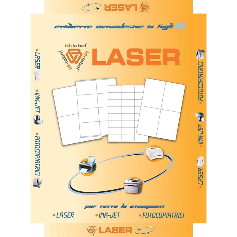 Fogli A4 etichette Adesive mm 105x42 | Per stampanti laserjet e inkjet