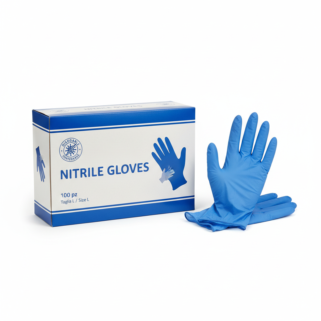 Guanti in nitrile "LARGE" Blu non talcati | confezione da 100 pz